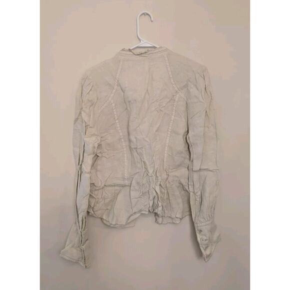 Louie Jacket Cream 100% Linen Size 14 Women Lagenlook Buttons Peplum Hem. - Picture 2 of 5
